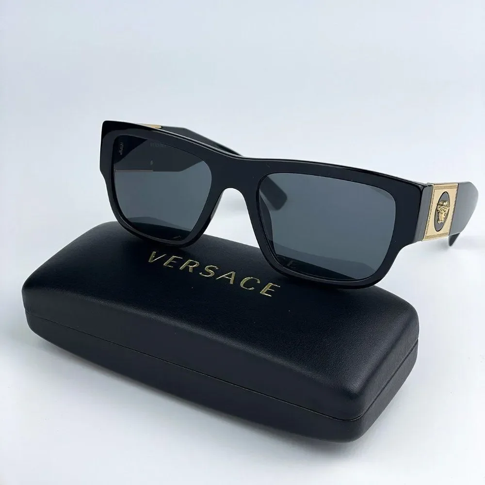 NEW Versace VE4406 GB1/87 Black Dark Grey Pilot Unisex Sunglasses